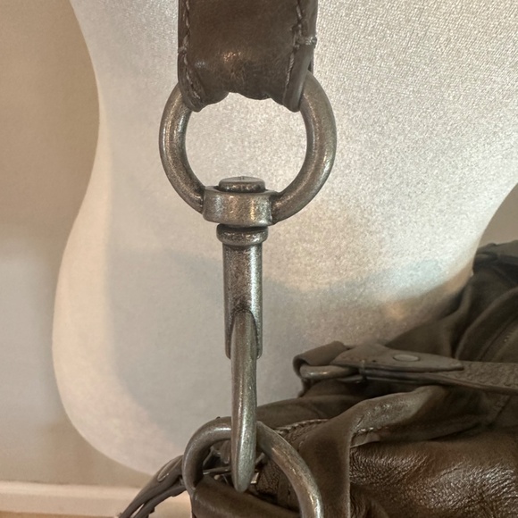 Olivia Harris Grey Leather Crossbody Distressed Hobo bag purse - Picture 7 of 10